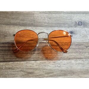 Rainbow Optx Round Sunglasses Orange Revitalizing Round Gold  w Orange Lenses